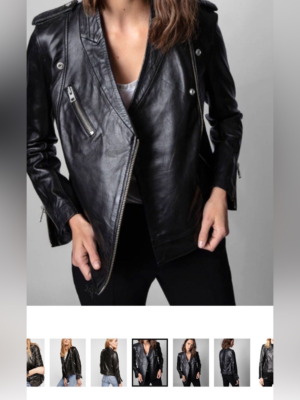 Zadig & Voltaire Black Leather Bomber Jacket